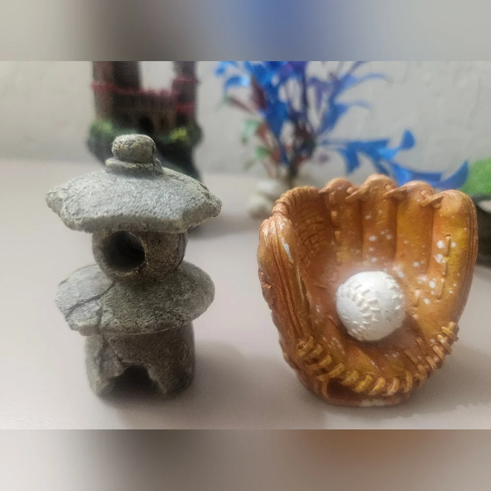 Decorative Aquarium Ornament 5 Piece Set with Castle and Plant
